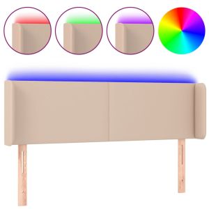 Hoofdbord LED 147x16x78/88 cm kunstleer cappuccinokleurig