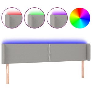 Hoofdbord LED 163x16x78/88 cm stof lichtgrijs