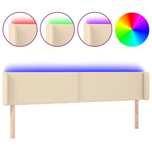 Hoofdbord LED 203x16x78/88 cm stof crèmekleurig