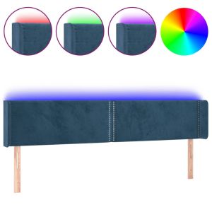 Hoofdbord LED 163x16x78/88 cm fluweel donkerblauw