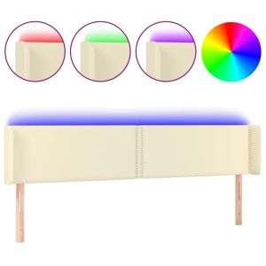 Hoofdbord LED 163x16x78/88 cm kunstleer crèmekleurig