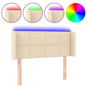Hoofdbord LED 103x16x78/88 cm stof crèmekleurig