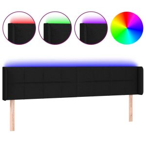 Hoofdbord LED 163x16x78/88 cm stof zwart