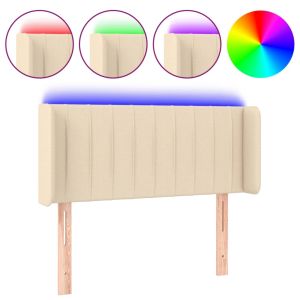 Hoofdbord LED 83x16x78/88 cm stof crèmekleurig
