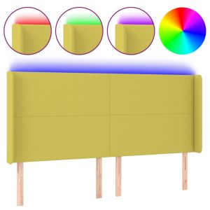 Hoofdbord LED 203x16x118/128 cm stof groen