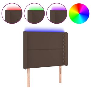 Hoofdbord LED 93x16x118/128 cm kunstleer bruin