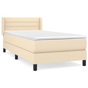Boxspring met matras stof crèmekleurig 100x200 cm
