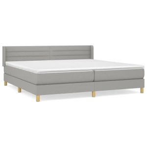 Boxspring met matras stof lichtgrijs 200x200 cm