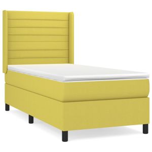 Boxspring met matras stof groentje 100x200 cm