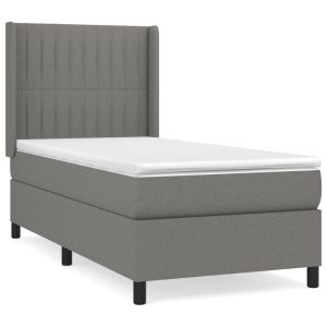 Boxspring met matras stof donkergrijs 100x200 cm
