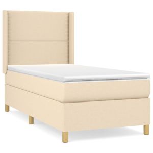 Boxspring met matras stof crèmekleurig 100x200 cm