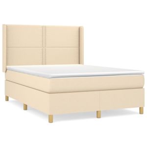 Boxspring met matras stof crèmekleurig 140x200 cm