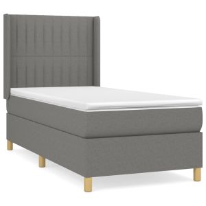 Boxspring met matras stof donkergrijs 80x200 cm