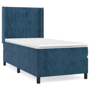 Boxspring met matras fluweel donkerblauw 100x200 cm