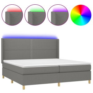 Boxspring met matras en LED stof donkergrijs 200x200 cm