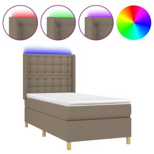 Boxspring met matras en LED stof taupe 90x190 cm
