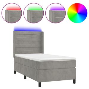 Boxspring met matras en LED fluweel lichtgrijs 80x200 cm