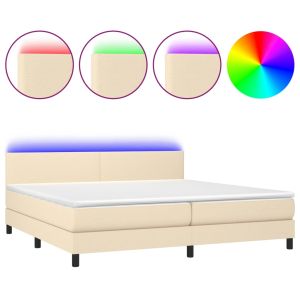 Boxspring met matras en LED stof crèmekleurig 200x200 cm