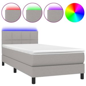 Boxspring met matras en LED stof lichtgrijs 80x200 cm