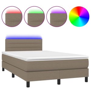 Boxspring met matras en LED stof taupe 120x200 cm