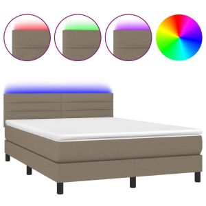 Boxspring met matras en LED stof taupe 140x190 cm