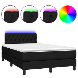 Boxspring met matras en LED stof zwart 120x200 cm
