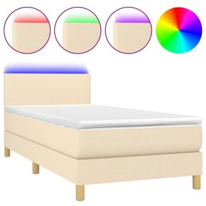 Boxspring met matras en LED stof crèmekleurig 80x200 cm