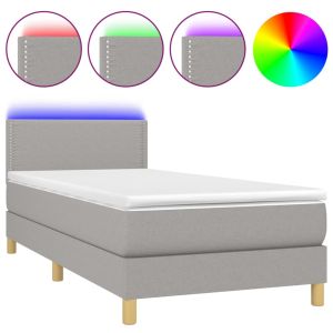 Boxspring met matras en LED stof lichtgrijs 80x200 cm