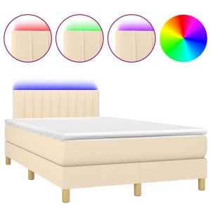 Boxspring met matras en LED stof crèmekleurig 120x200 cm