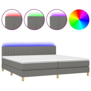 Boxspring met matras en LED stof donkergrijs 200x200 cm