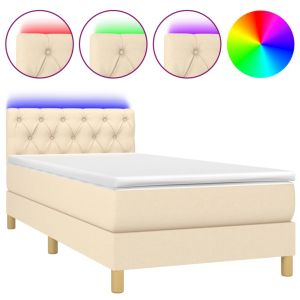Boxspring met matras en LED stof crèmekleurig 80x200 cm