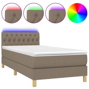 Boxspring met matras en LED stof taupe 90x190 cm