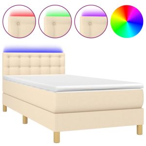 Boxspring met matras en LED stof crèmekleurig 80x200 cm