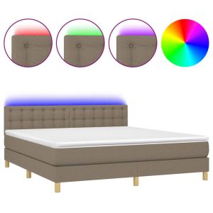 Boxspring met matras en LED stof taupe 180x200 cm