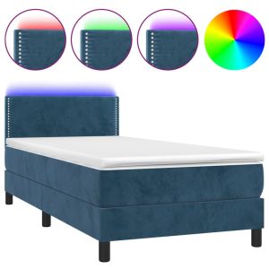 Boxspring met matras en LED fluweel donkerblauw 80x200 cm