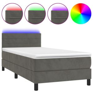 Boxspring met matras en LED fluweel donkergrijs 90x190 cm