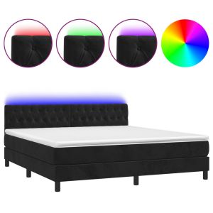 Boxspring met matras en LED fluweel zwart 180x200 cm