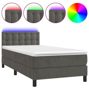 Boxspring met matras en LED fluweel donkergrijs 90x190 cm