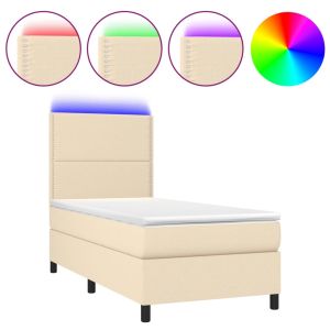 Boxspring met matras en LED stof crèmekleurig 80x200 cm
