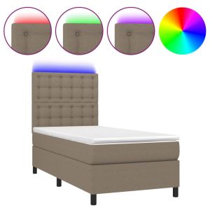 Boxspring met matras en LED stof taupe 90x190 cm