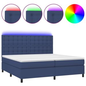 Boxspring met matras en LED stof blauw 200x200 cm