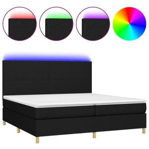 Boxspring met matras en LED stof zwart 200x200 cm