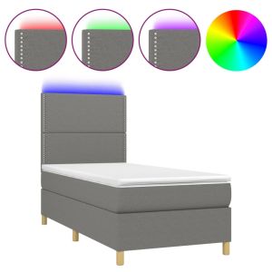 Boxspring met matras en LED stof donkergrijs 100x200 cm