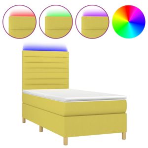Boxspring met matras en LED stof groen 100x200 cm