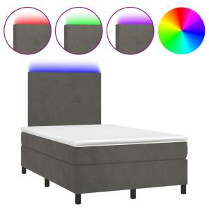 Boxspring met matras en LED fluweel donkergrijs 120x200 cm