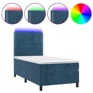 Boxspring met matras en LED fluweel donkerblauw 80x200 cm