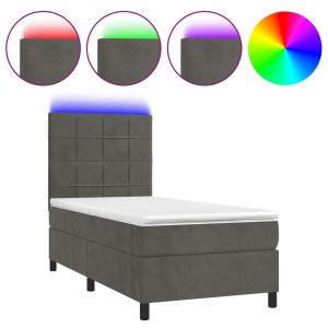 Boxspring met matras en LED fluweel donkergrijs 80x200 cm