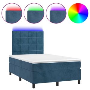 Boxspring met matras en LED fluweel donkerblauw 120x200 cm