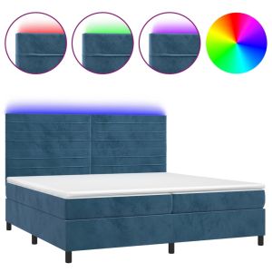 Boxspring met matras en LED fluweel donkerblauw 200x200 cm