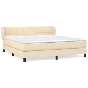 Boxspring met matras stof crèmekleurig 180x200 cm